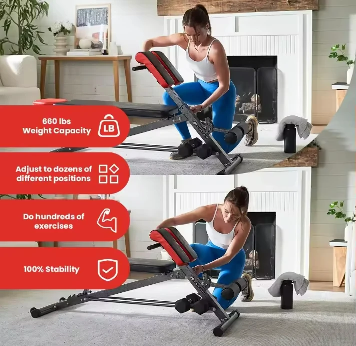 Fitness Equipment 3 in 1 Workout Bench Weight Bench and Sit up Press Roman Chair Exercise Sit up Adjusts to Decline