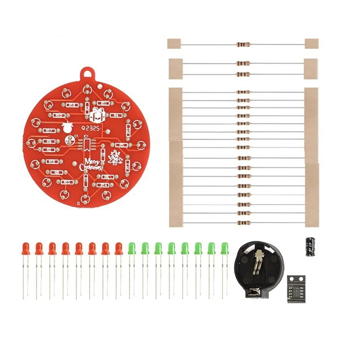 

Red Board Christmas Tree NE555 Flashing Lights Hanging Circuit Fun DIY Electronic Production Kit Portable Module, Kit A
