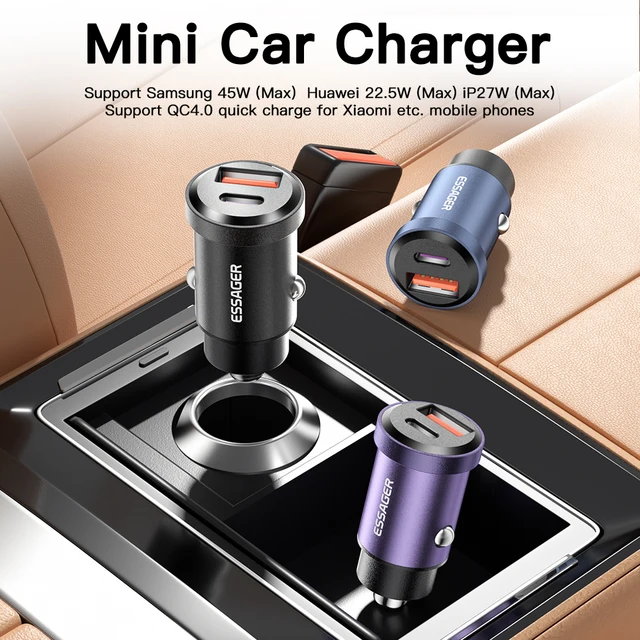 Essager – chargeur de voiture USB type-c 45W QC 4.0 PD 3.0 SCP 5A, charge rapide pour iPhone 14 13 Pro, Huawei Xiaomi Samsung S22 Ultra 2