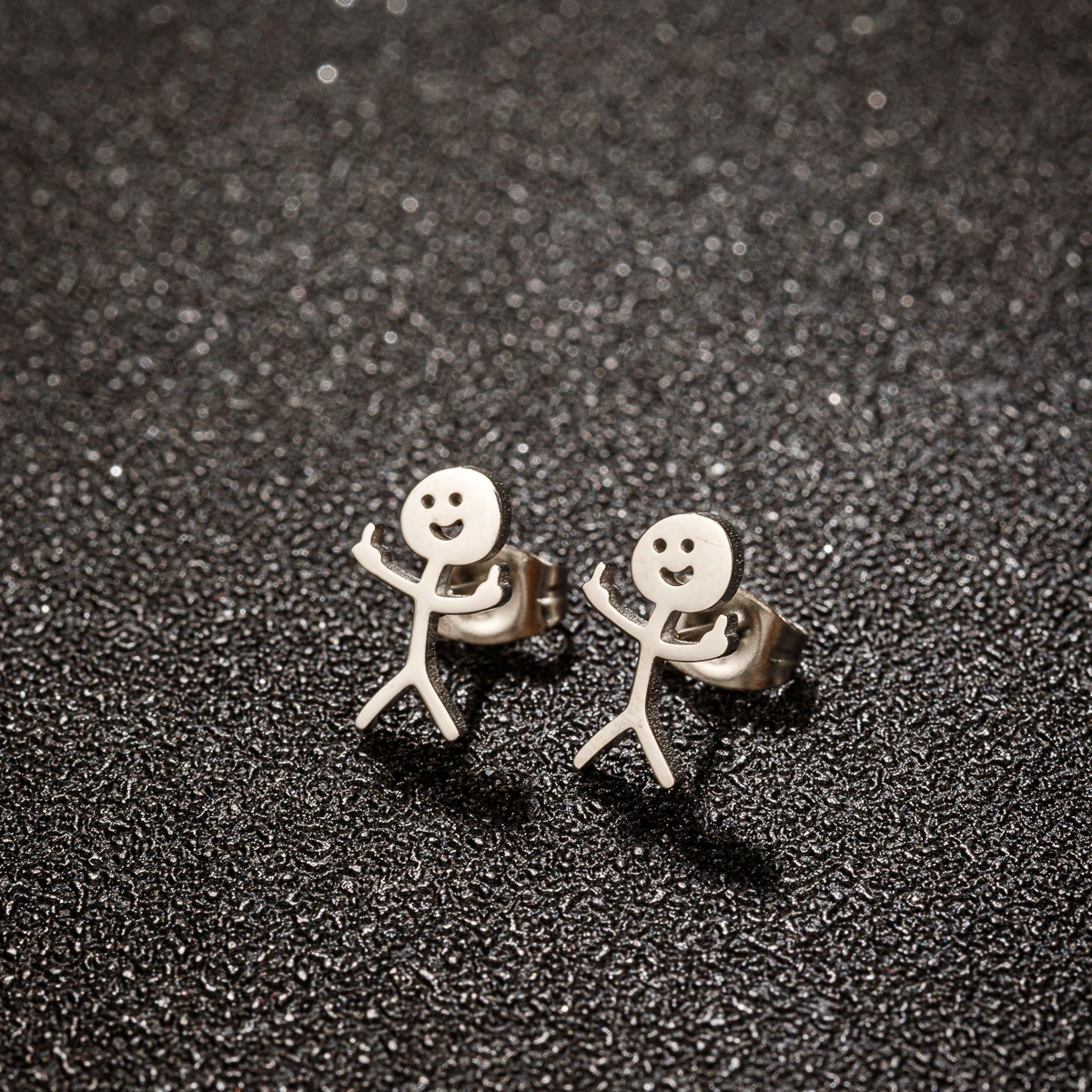 Funny Middle Finger Stud Earrings Stainless Steel Simple Finger Earrings for Women 1 Pair stud earrings