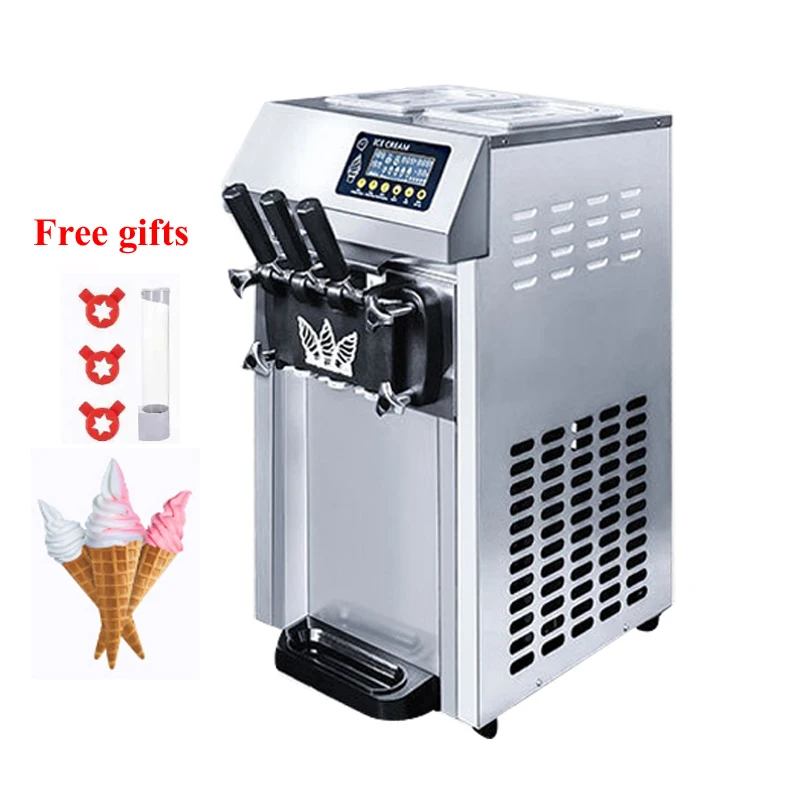 

3 Flavors Ice Cream Machine Desktop Soft Serve Ice Cream Makers Sweet Cones Freezing Equipment Vending Machine