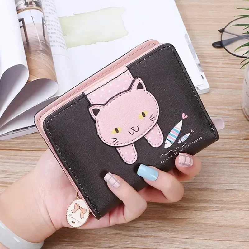 Women Cute Cat Wallet Small Zipper Girl Wallet Brand Designed Pu Leather Women Coin Purse Female Card Holder Wallet Billetera 2