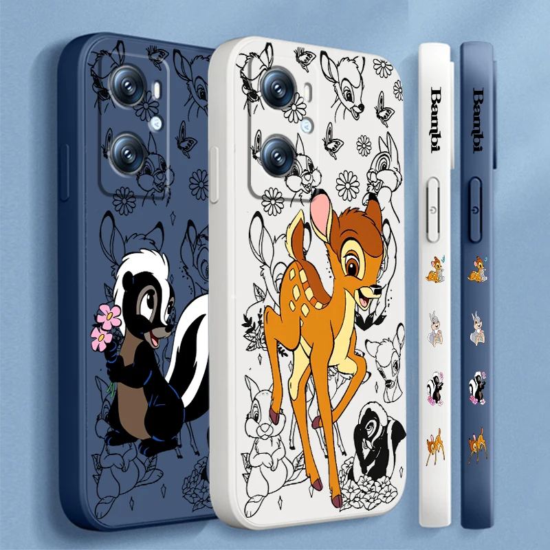 

Bambi Disney Flower Anime For OPPO Find X6 X5 X3 A98 A96 A94 A93 A77 A76 A74 A72 A57 A53 A16 5G Liquid Left Rope Phone Case