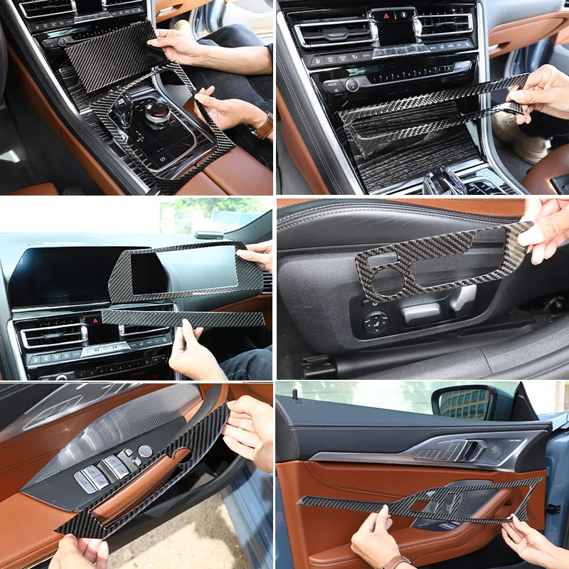 

For BMW 8 series G14 G15 G16 2019-2022 Soft Carbon Fiber Interior Exterior Car Central Control Decorative Sticker Accessories