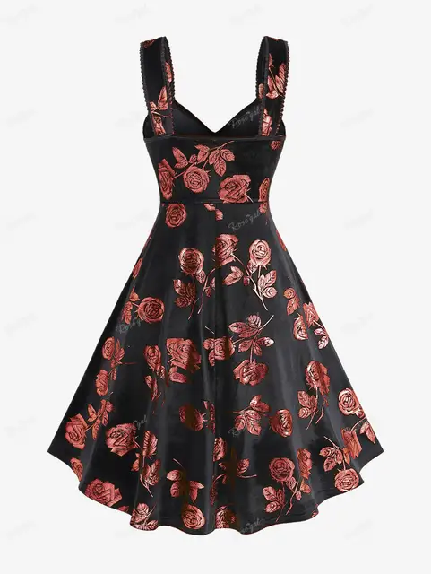 Grandes Tailles Rosegal Taille ROSEGAL-Robe En Velours Grande