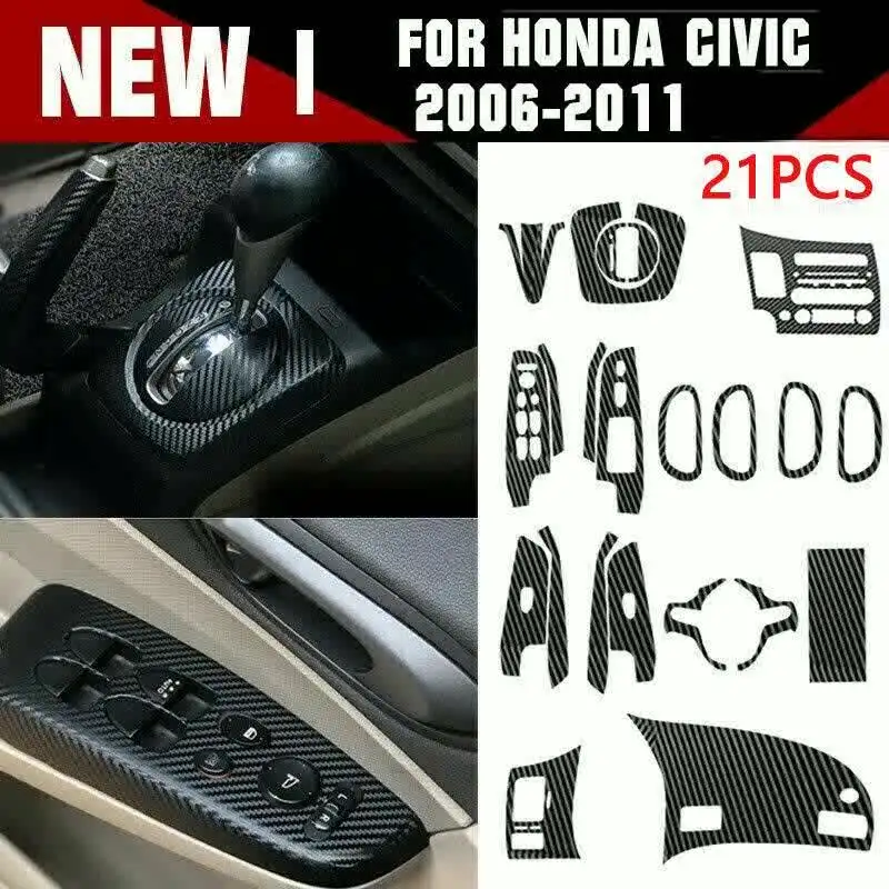Carbon Fiber Style Gear Shift Frame Cover Trim For Honda Civic 2006-2011 (Manual)