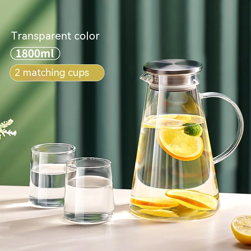 GIANXI Household Nordic style Water Bottle Set Large Capacity High Temperature Resistant Glass Kettle Pure Color Juice Glass