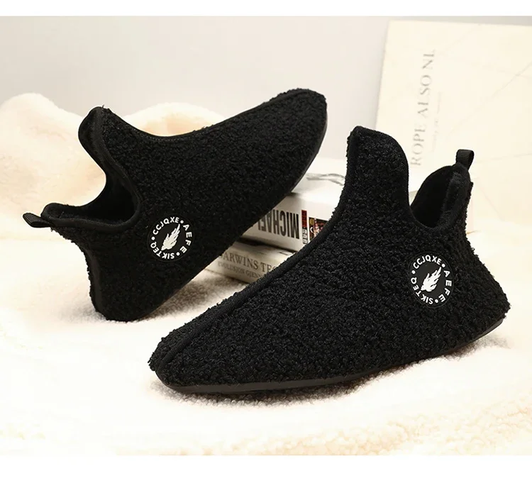 YRZL Winter Slippers Men Indoor Slippers Non-slip Warm Women and Men Slipper Ankle Soft Shoes Comfortable Flat Home Cotton Shoes