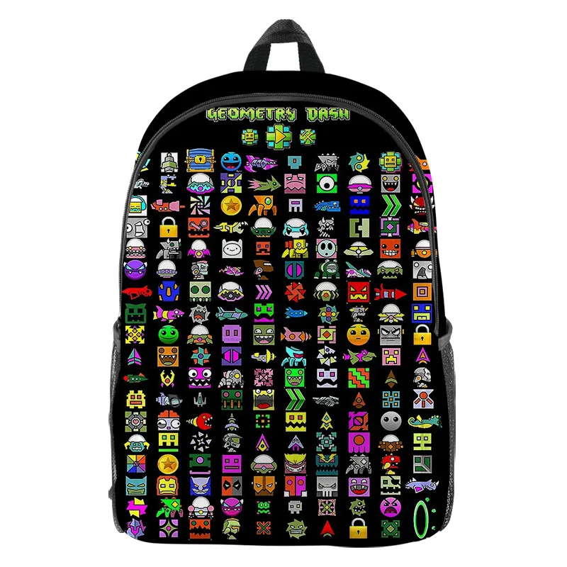 Game Geometry Dash Backpacks Boys Girls Students Bookbag Children Backpack 3D Angry Geometry Schoolbag Canvas Laptop Rucksack