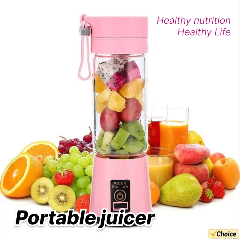 Portable Mini Blender 380ML Rechargeable USB for Shakes and Smoothies Traveling Fruit Juicer Cup Hand Fruit Blender Juicing Cup Fruit Juicer Juice Maker Blender Juice Blender