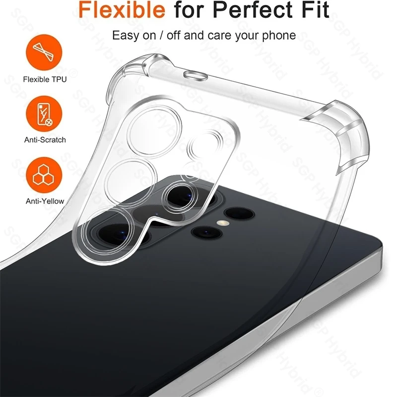 Clear Soft Silicone Shockproof Armor Cover with Anti-Yellowing and Airbag Protection
