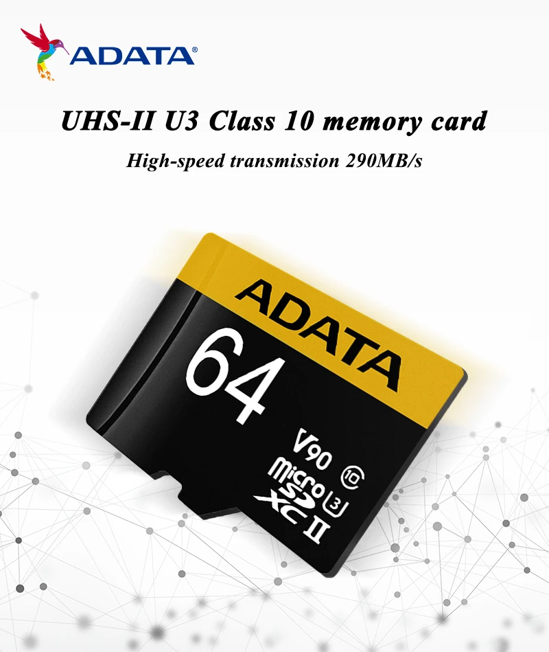 ADATA SD Memory Card 64GB 128GB V90 U3 Micro SD Card Up to 275Mb/s Flash TF Card Class 10 Microsd Cartao de Memoria with Adapter