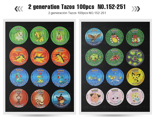 Tazos Pokemon 1-3 Generation 100-160pcs Strokes Round Tazos Pogs Card  Pokemon Trainer Collection Cards Cheetos Chipitap - AliExpress