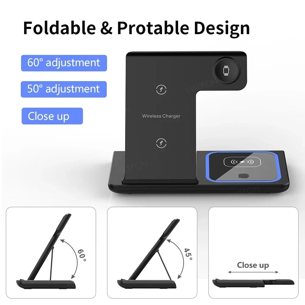 100W Foldable Wireless Charger 3-IN-1 Phone Fast Charging For iPhone 16-12 Pro Max Apple Watch 10-2 AirPods 4 Pro Quick Charging