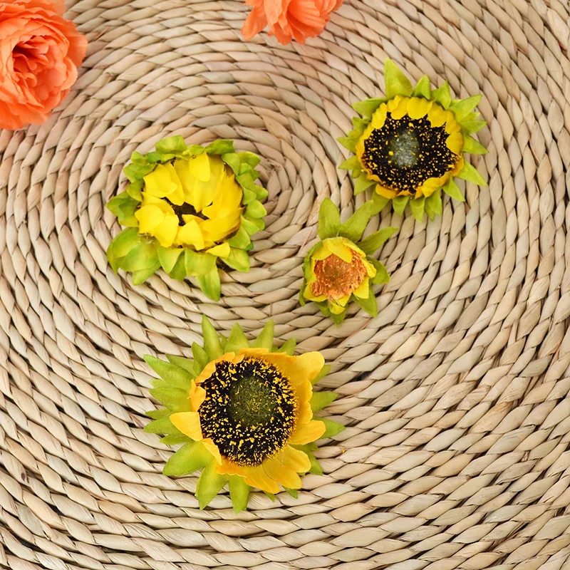 Sunflower Head Artificial Flower Decorations - Pack of 5/10/20 for Home and Window Décor