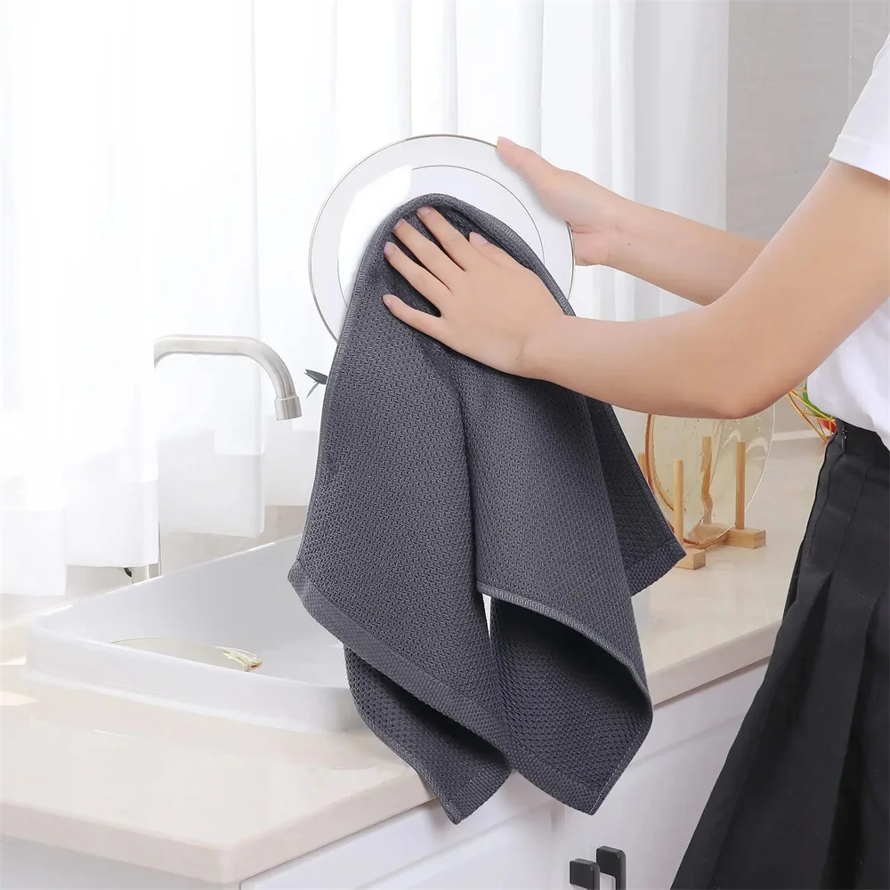 Kitchen Towel Olanly 100% Cotton Dishcloth Waffle Weave Super Absorbent Quick Drying Wash Cloth Home Cleaing