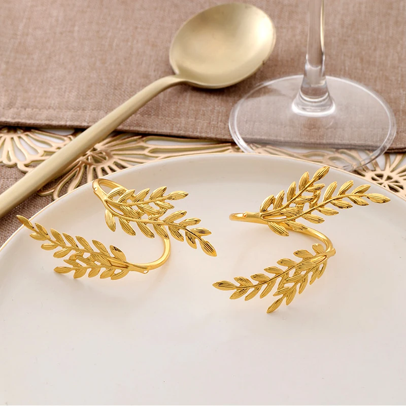 Gold Wheat Napkin Rings Metal Leaf Napkin Holder for Harvest Festival Fall Thanksgiving Dinner Party Table Decoration with napkin ring