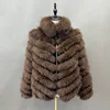 New Design Women Real Fox Fur Coats Winter Thick Warm Reversible Coat Double Side Jacket Natural Fur Jackets 3