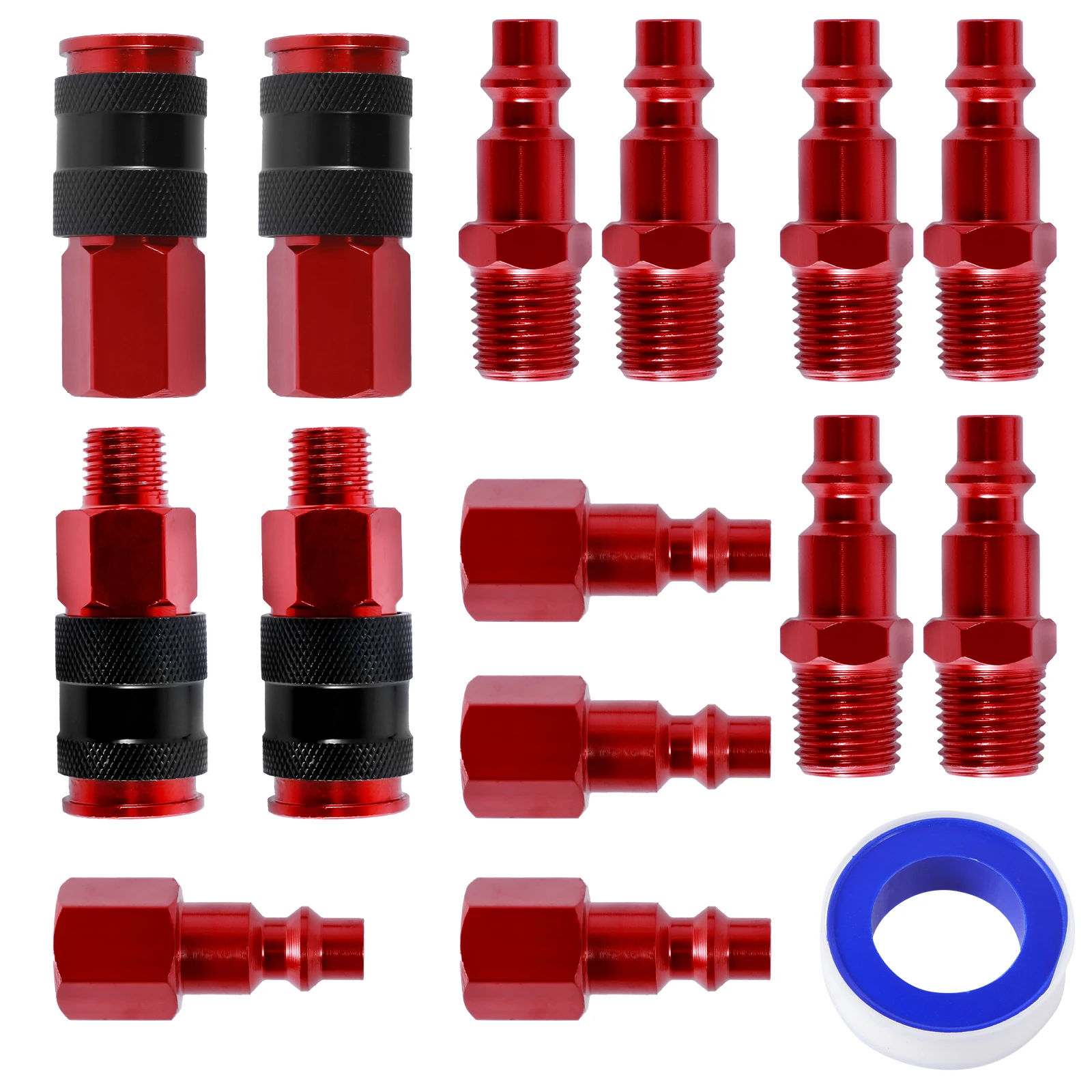 515PcsUniversalAirCouplerandPlugKit14InchNPTThreadQuick
