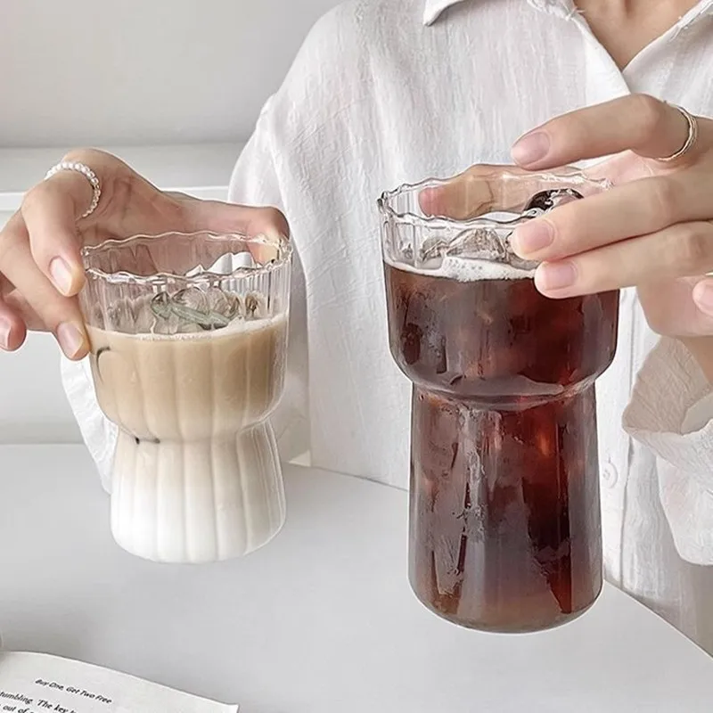 Striped Glass Cup Ripple Drinking Glassestea Juice Cup Quality Water Milk Home Drinkware Glass Office Coffee Cup