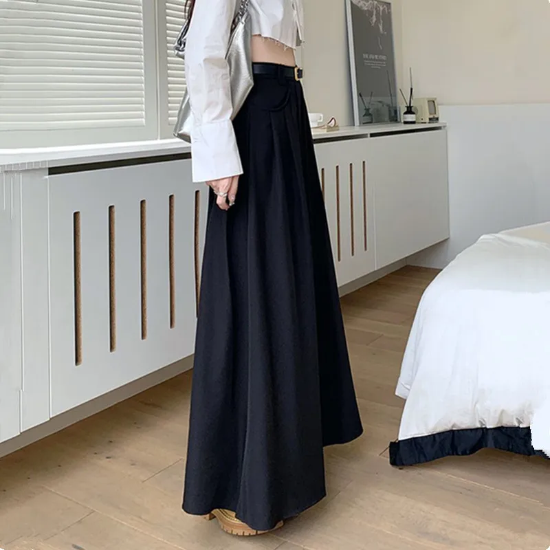 Chic Long Suit Skirt Female Spring And Autumn Korean High-Waisted Slimming Umbrella Skirt Temperament A-Line Skirt Women's 2512