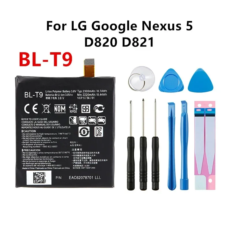 

Original BL-T9 2300mAh Replacement Battery For LG Google Nexus 5 D820 D821 Nexus5 T9 BLT9 Mobile phone Batteries+Tools