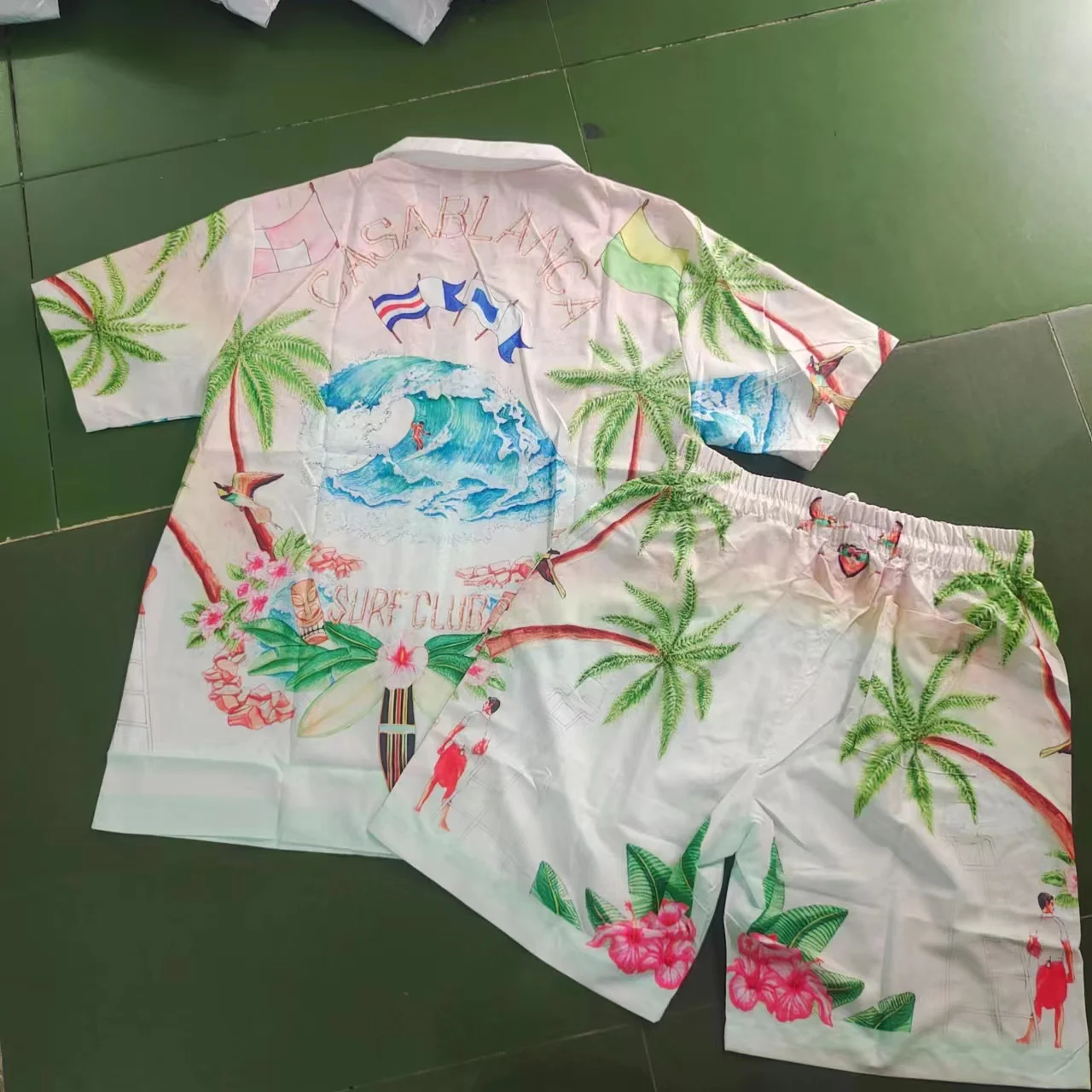 

CASABLANCA Shortpant Shirt Set Men Women High Quality TENNS CLUB Casual Hawaii Beach Short Suit Summer Shirts