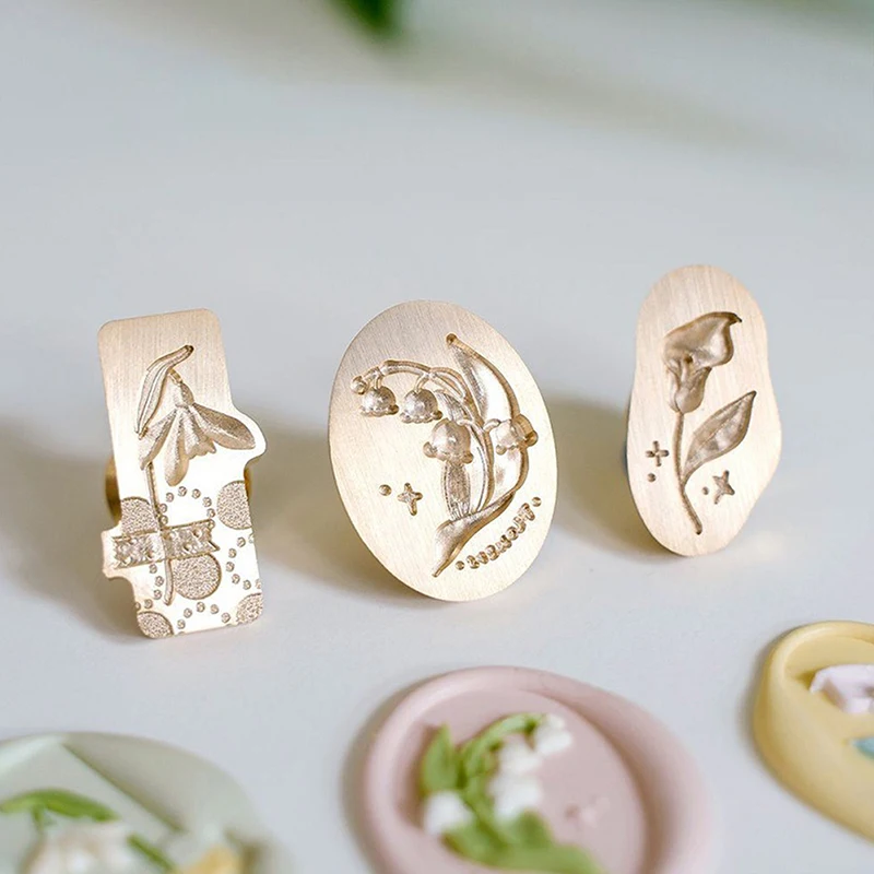 Wax Seal Head Stamp Vintage Stamps Print Head Flower Series for DIY Scrapbooking