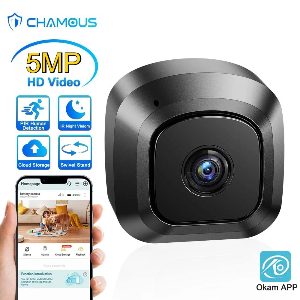 5MP Mini Camera Built-in Battery WiFi Human Detection Small Recorder Smart Home Security Protection Video Surveillance O-KAM APP 1
