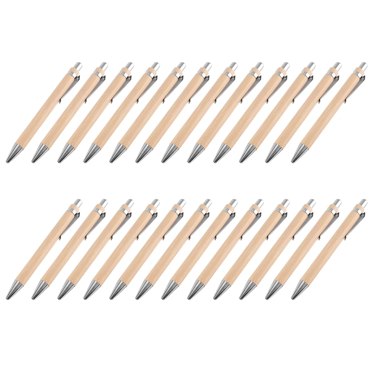 대나무 개폐식 볼펜, 사무용품, 나무 볼펜, 검정 잉크, 1mm, 24 개