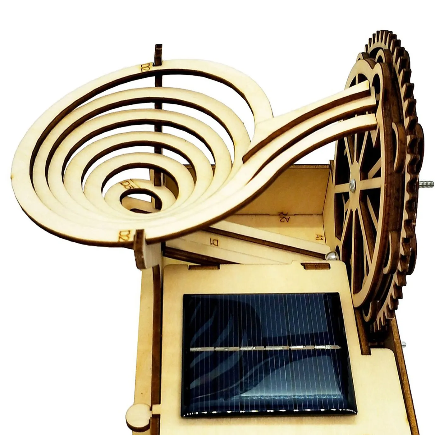 3D Wooden Marble Run Track Solar Powered DIY Puzzle Model Assembly Kit Mechanical Gear Building Engineering ToysA87I