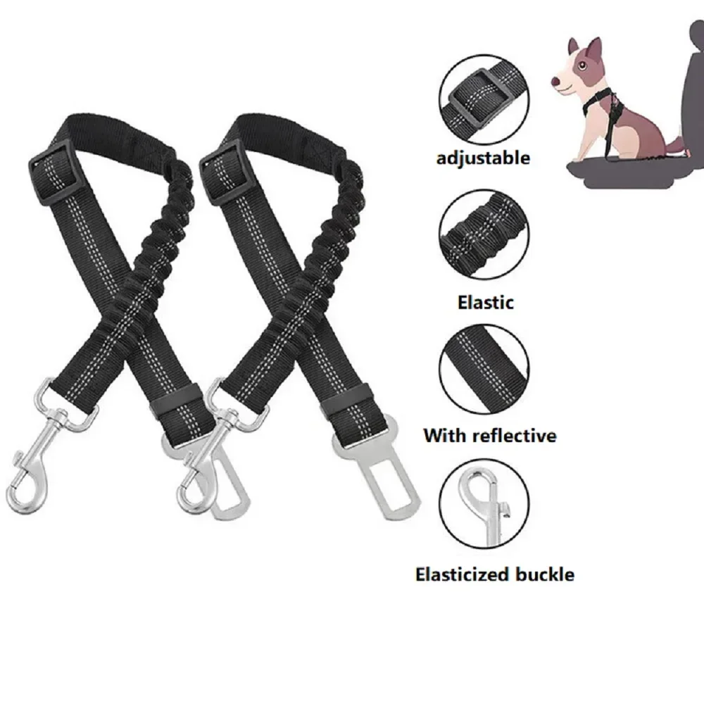 Dog Seat Belt Car Reflective Elastic Retractable Leash Pet Cat Dog Collar