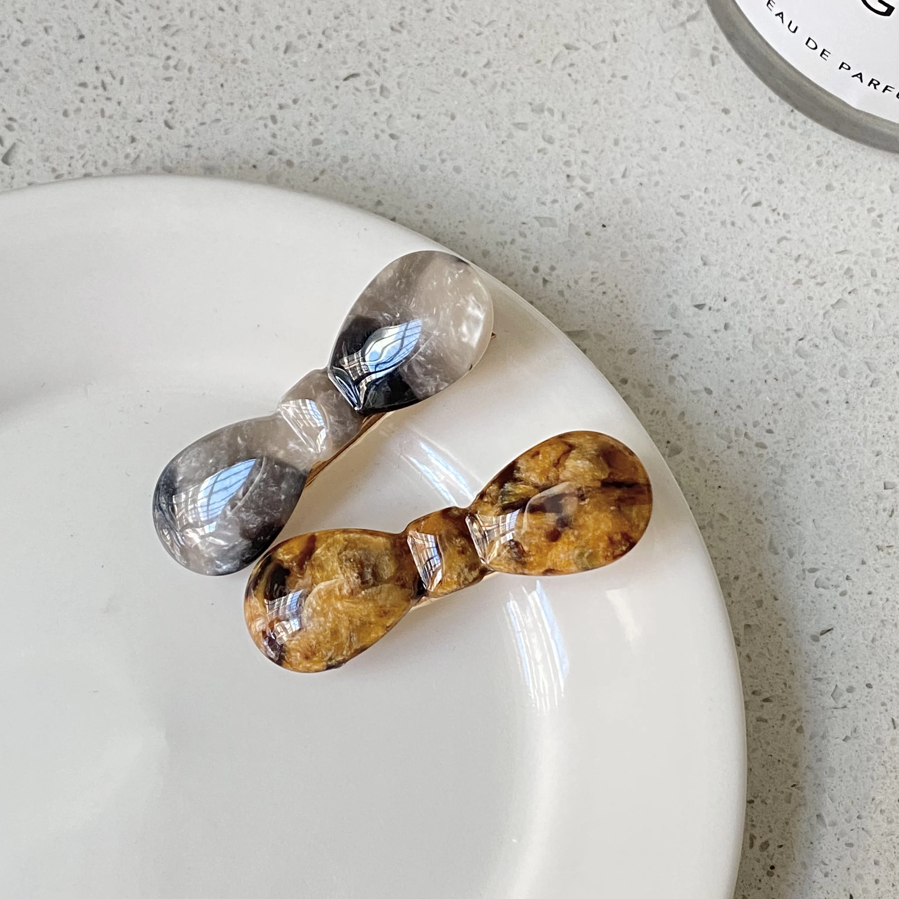 1PC Marble - Patterned Bow Hair Clips Set, Elegant Hair Accessories for Women, Chic Hairpins for Daily and Party Wear