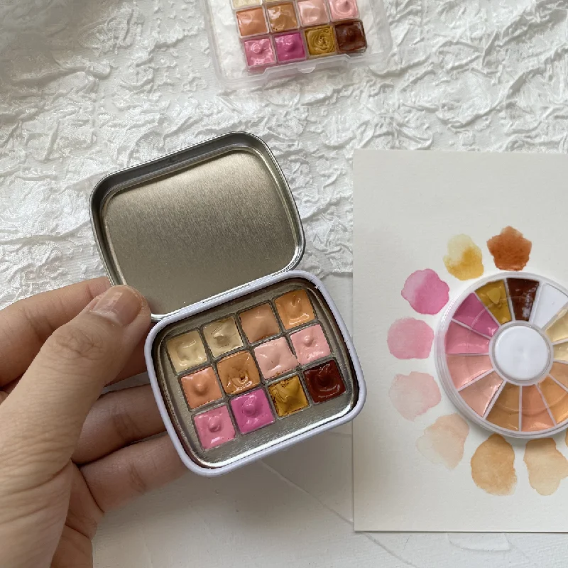 1ml/2ml Watercolor Skin Tone Solid Small Grid Divided Paint Set DIY Hand-painted Watercolor Painting Nail Color Acrylic Paint