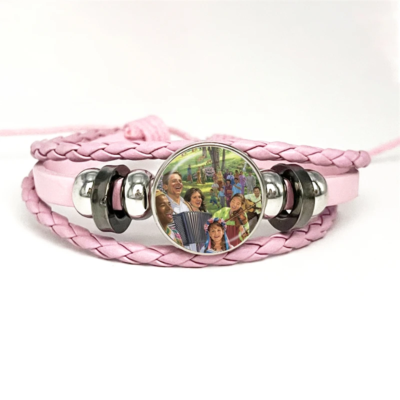 Fashion JW.ORG Casual Leather Bracelet JW Child Caleb Sophia Jehovah Bloodless Multilayer Pink Leather Bracelet Party Souvenir 6