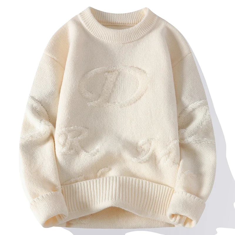 2024 New Fall Winter Cashmere Sweater Men High End Thick Warm Mens Christmas Jumper Thermal Pull Homme Fashion Letter Knitwear