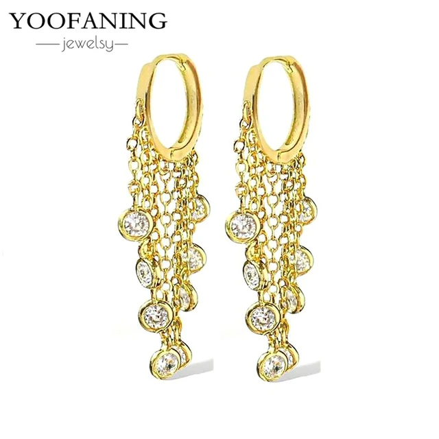 85670-6d4b90.jpg YUXINTOME 1 PC 925 en argent Sterling aiguille d'oreille coloré Zircon chaîne gland boucles d'oreilles pour les femmes deux trous boucle d'oreille bijoux A45