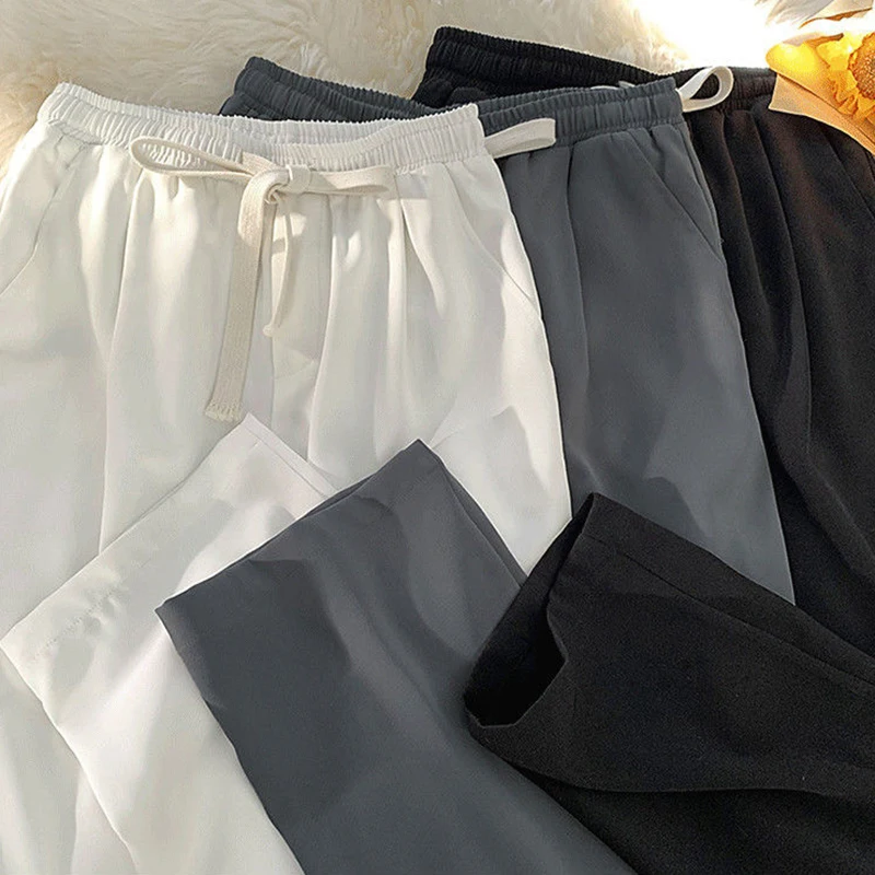 

2022 Autumn New Streetwear Baggy Suit Pant Men Korean Fashion Loose Straight Wide Leg Pants Male Brand Clothing Black Gray Khaki