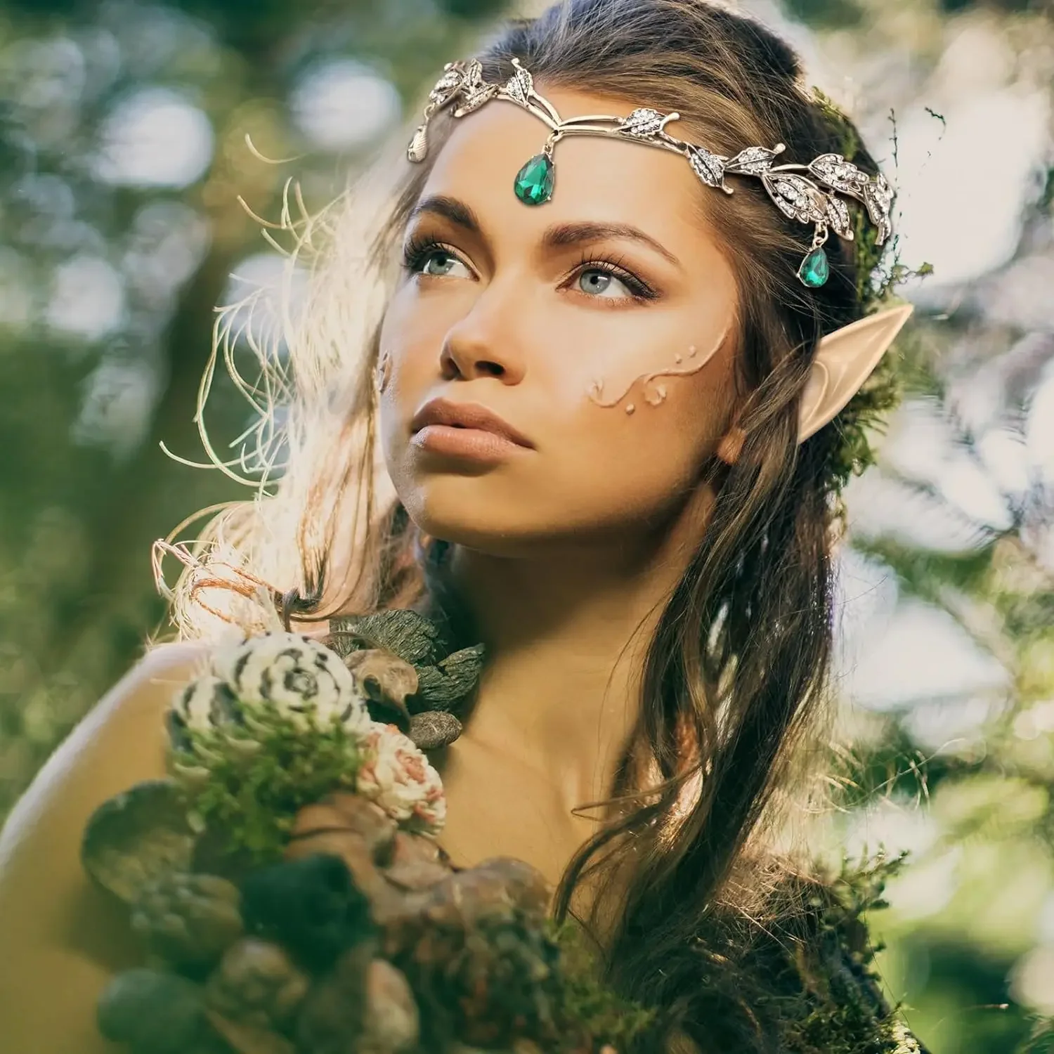 Fairy Tiara for Women Rhinestone Fairy Pixie Elf Ears  display picture 1