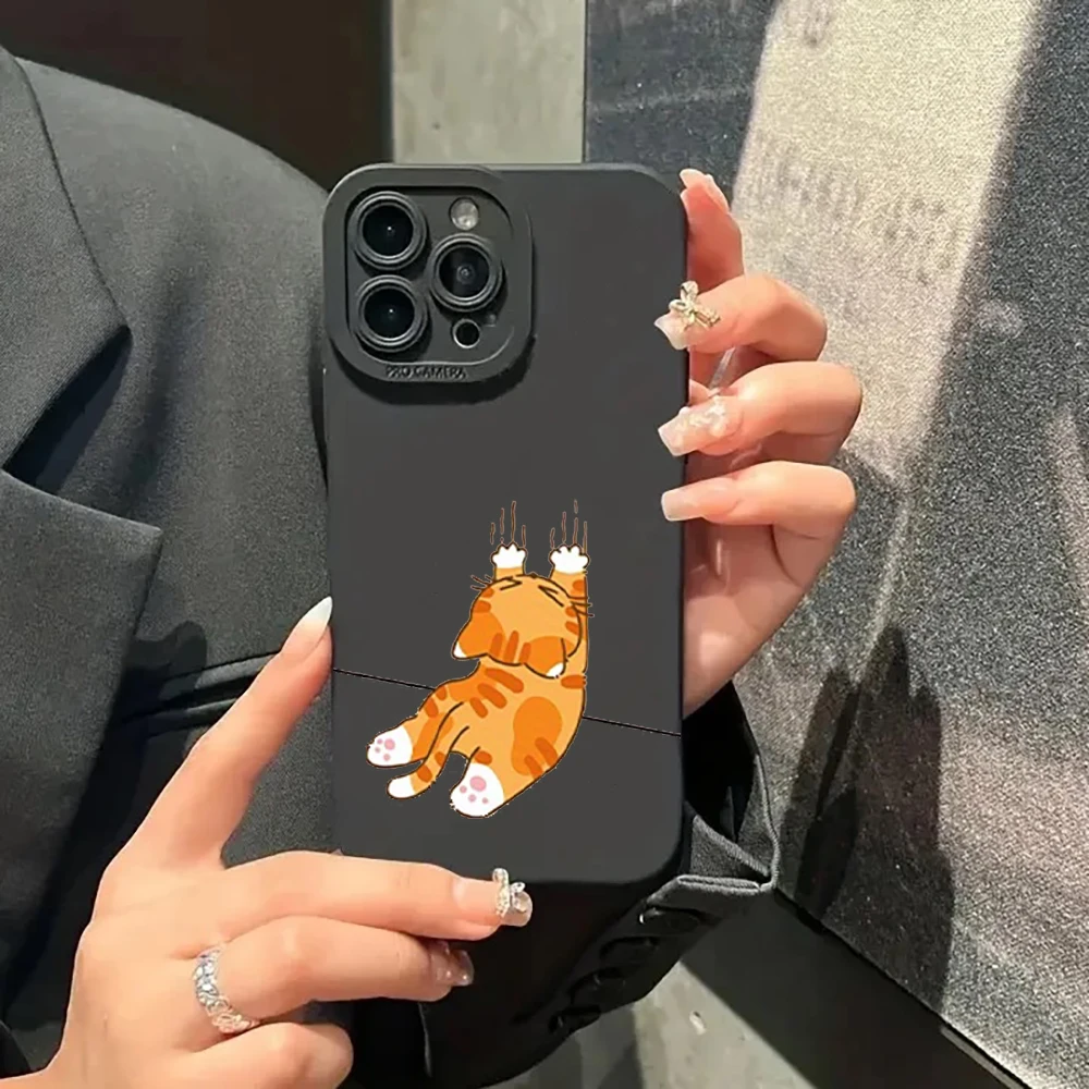 Orange Cat Handstand Phone Case - Stylish Protective Cover with Unique Design