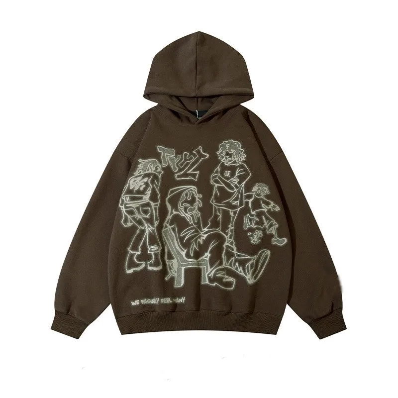 Y2k Pink Hoodie Women Funny Cartoon Graphic Sweatshirt Harajuku Pullover Hip Hop Hipster Autumn Grunge Streetwear Hooded Coat