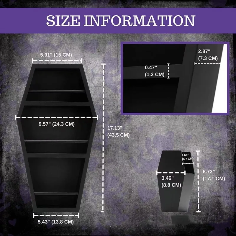 Gothic Storage Rack Coffin Shaped Display Rack Perfume Toiletries Storage Rack Makeup Brush Storage Box Multi-function Storage 3