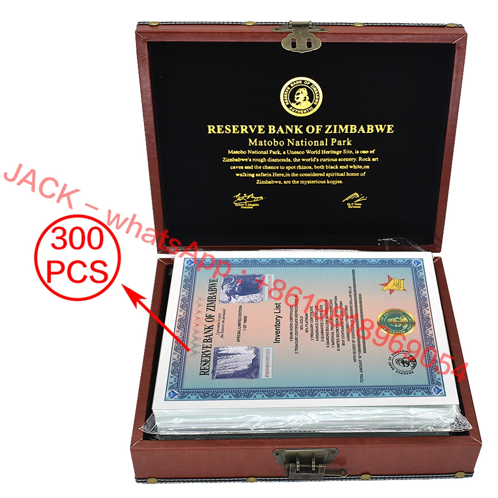 

300pcs/box Zimbabwe Certificate Banknote Googolplex Containers Serial Banknotes UV Anti-counterfeiting UPS / Fedex Free Shipping
