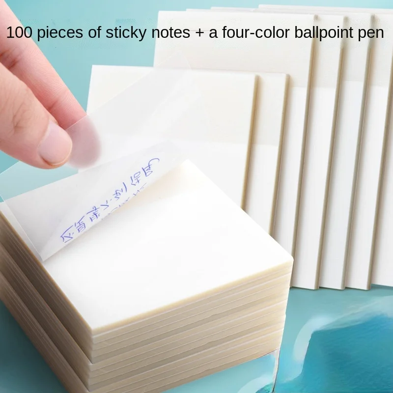 100 pieces Transparent sticky notes with scrapes stickers sticky simple and high-value note paper for Student office stationery