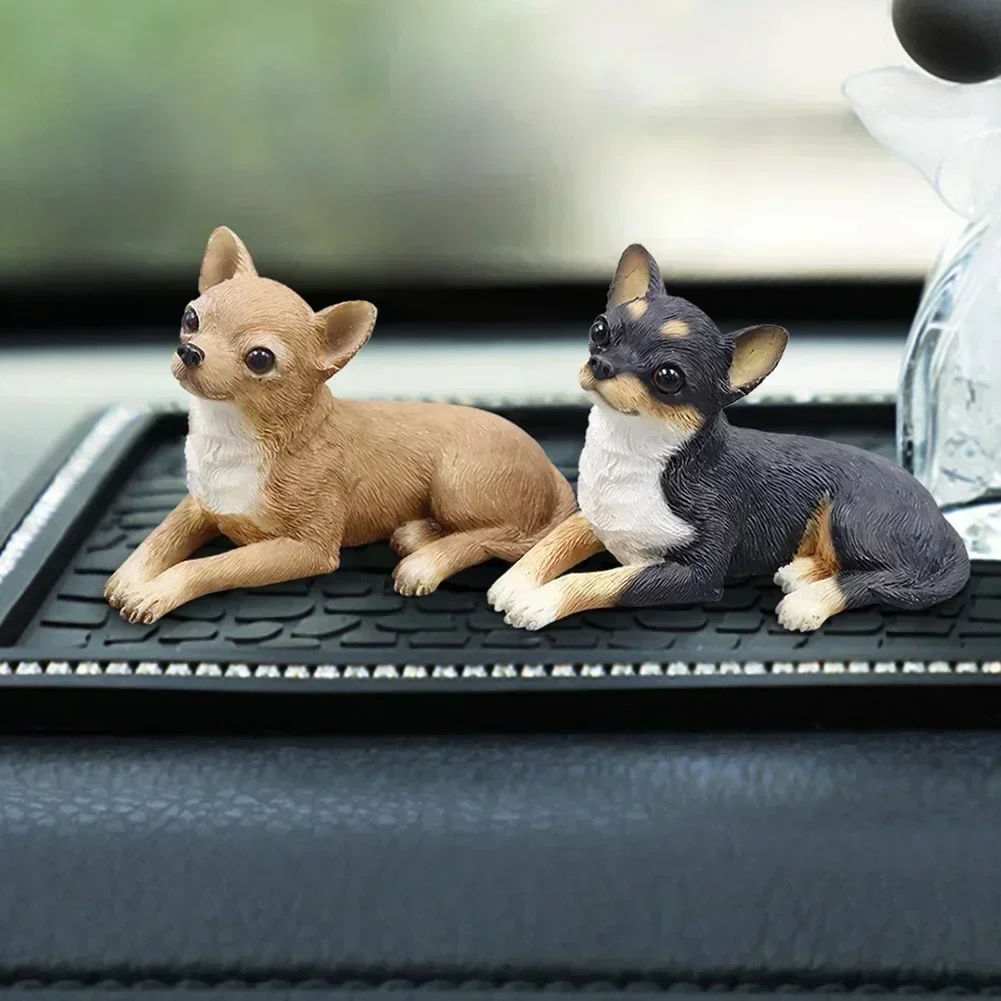8x4x5.2cm Resin Chihuahua Dog Sculpture Head Doll Ornament Car