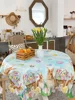 Easter Bunny Eggs Butterfly Rectangle Waterproof Tablecloth Party Decor Spring Farmhouse Kitchen Tablecloth Easter Decorations 4
