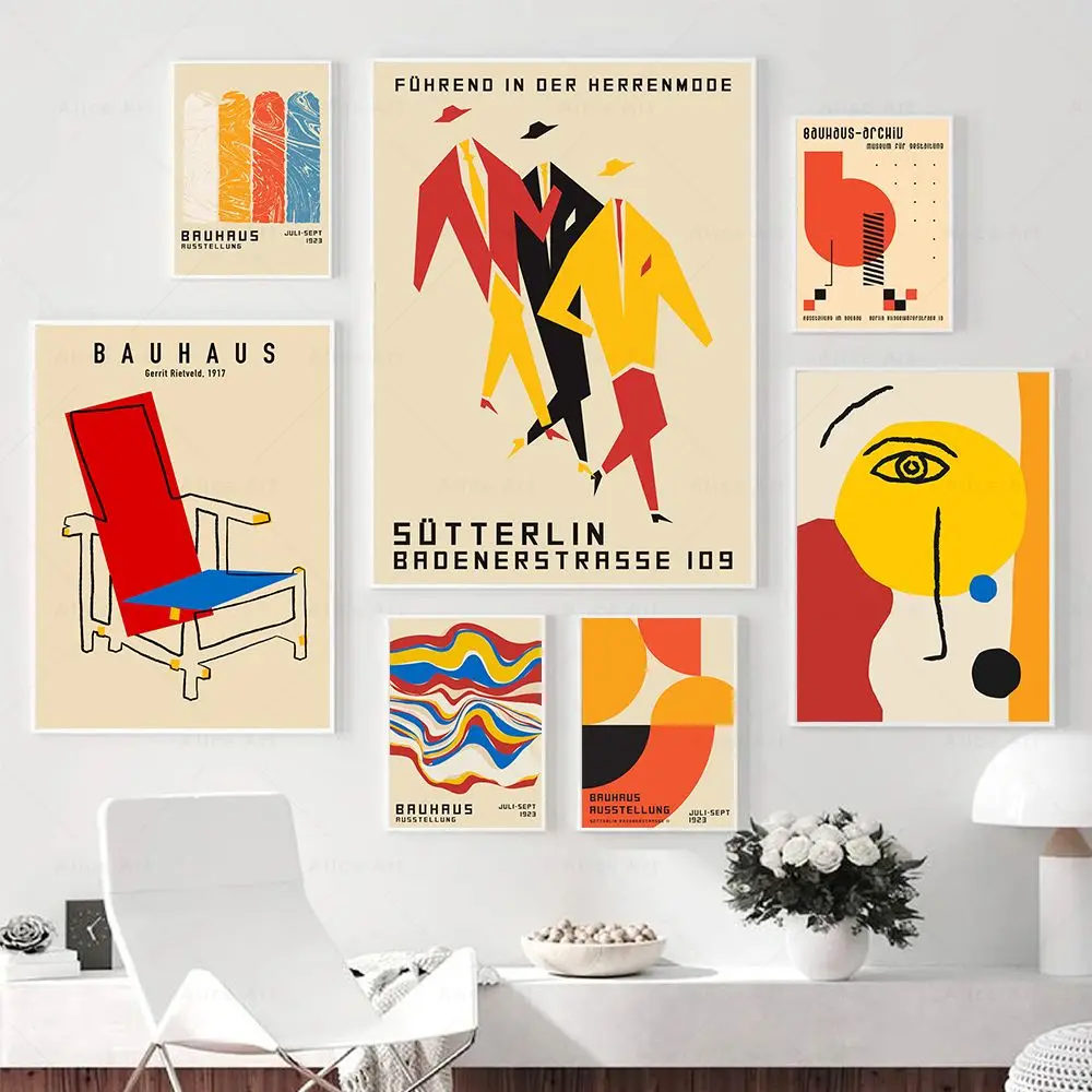 

Bauhaus Exhibition Unique Geometric Poster Minimalist Art Canvas Painting Print Abstract Wall Picture for Living Room Home Decor