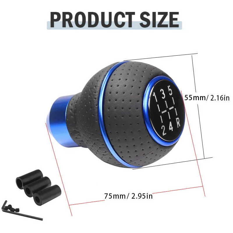 Gear Shift Knob 5 Speed Leather Shifter Lever Shifting Transmission Fit Most Manual Cars Trucks SUV