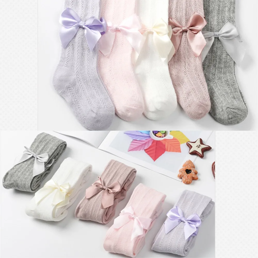 Summer Mesh Baby Girl Tights Cute Bows Solid Color Infant Toddler Pantyhose Breathable Soft Cotton Stockings Baby Girl Clothes