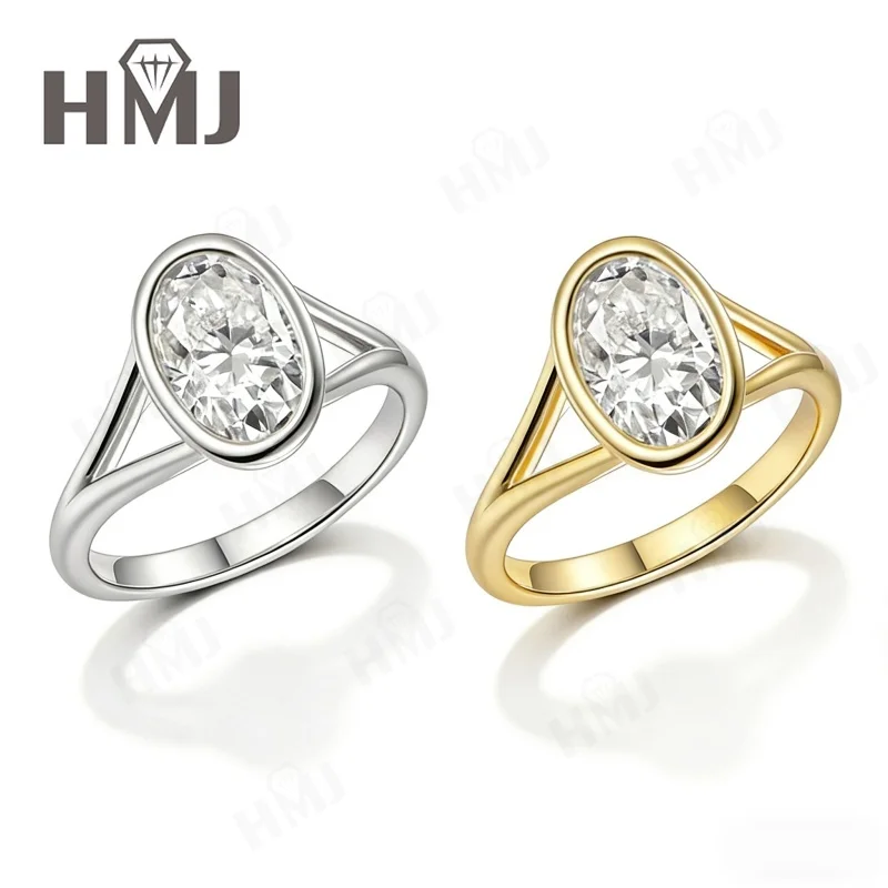 2,5 Karat Moissanit-Ring, ovaler Brillantschliff, Farbe D, VVS1, S925, 10K 14K Gold, edler Schmuck für sie, Geburtstagsgeschenk, Jahrestag – Detail 9